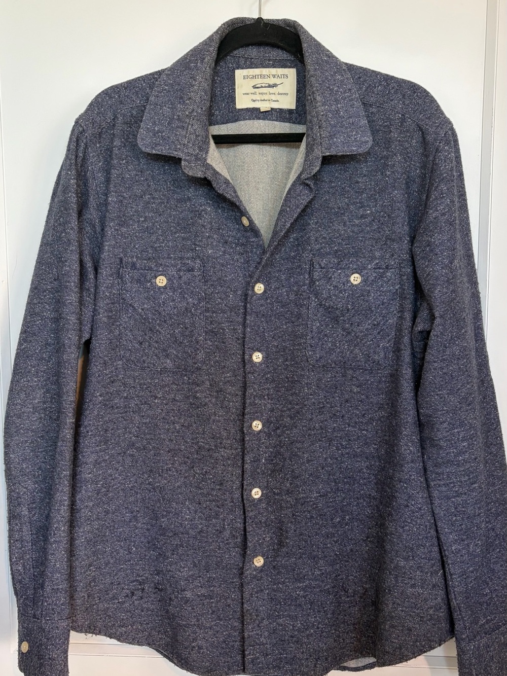 Men's Casual Button-Down Shirt - Navy Heather